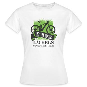 E-Bike Lächeln statt Hächeln Lustiges Fahrrad Shir - Frauen T-Shirt - Weiß - Vorne - AI Model Female 172 dark (172cm)