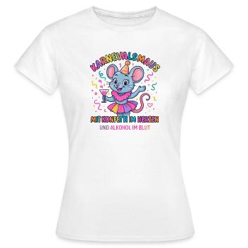 Carnaval : Souris Confettis en Cœur de Carnaval - T-shirt Femme - blanc - Devant - AI Model Female 172 dark (172cm)