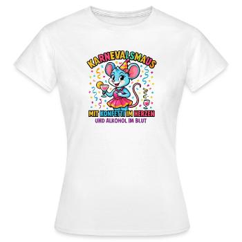 Carnaval : Souris Confettis en Cœur de Carnaval - T-shirt Femme - blanc - Devant - AI Model Female 172 dark (172cm)