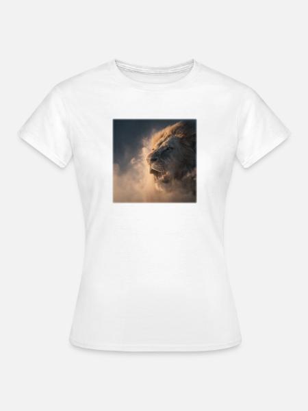 Löwe aus den Wolken – Königliche Stärke - Dame-T-shirt - hvid