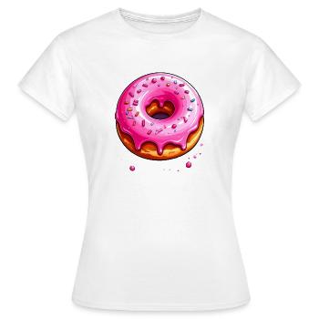 Donut with pink frosting - Women's T-Shirt - white - Front - AI Model Female 172 dark (172cm)