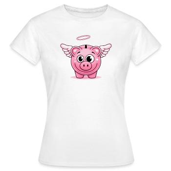 Tirelire mignonne avec des ailes - T-shirt Femme - blanc - Devant - AI Model Female 172 dark (172cm)