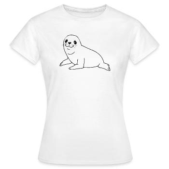 Seehund Robbe - Frauen T-Shirt - Weiß - Vorne - AI Model Female 172 dark (172cm)