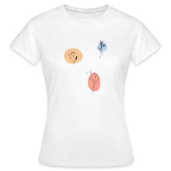 Pastellblüten Zarte Linienkunst - Frauen T-Shirt - Weiß - Vorne - AI Model Female 172 dark (172cm)