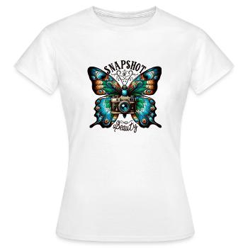Schmetterlingskamera Snapshot Schönheit - Frauen T-Shirt - Weiß - Vorne - AI Model Female 172 dark (172cm)