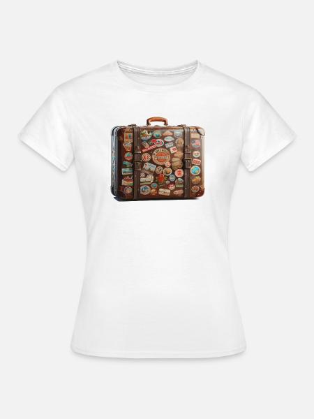 Klistremerke bagasje koffert collage - T-skjorte for kvinner - hvit