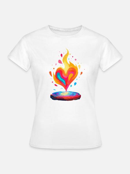 Lebendiges Flammenherz Kunstdruck - Frauen T-Shirt - Weiß