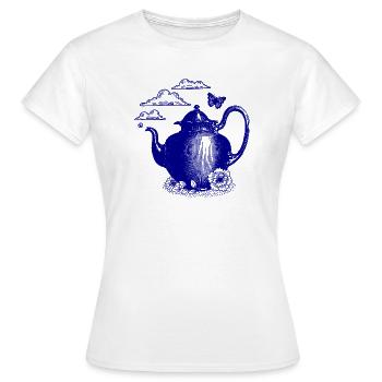 Bouilloire bleue dans la magie des nuages - T-shirt Femme - blanc - Devant - AI Model Female 172 dark (172cm)