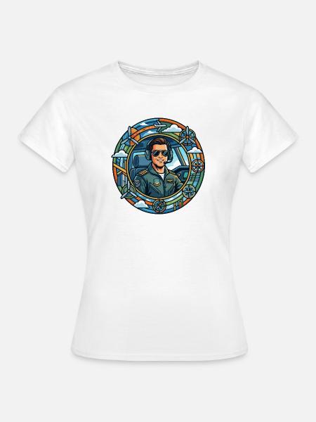 Comic-Pilot im Cockpit Rundflug - Frauen T-Shirt - Weiß