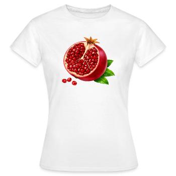 Halber Granatapfel realistisch   - Frauen T-Shirt - Weiß - Vorne - AI Model Female 172 dark (172cm)