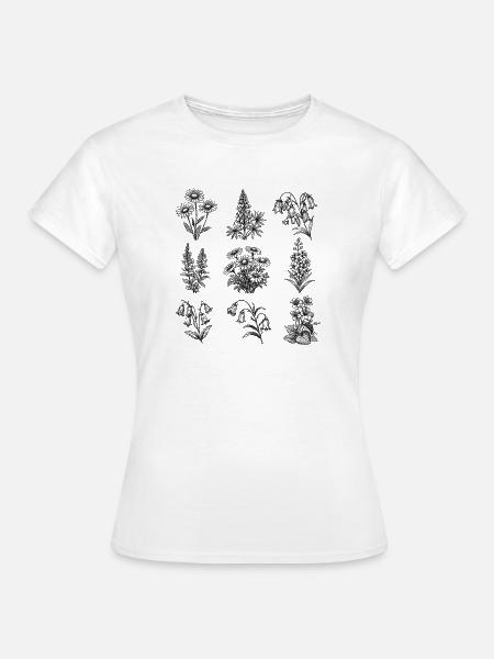 Nachtblüten-Botanik Muster - Frauen T-Shirt - Weiß