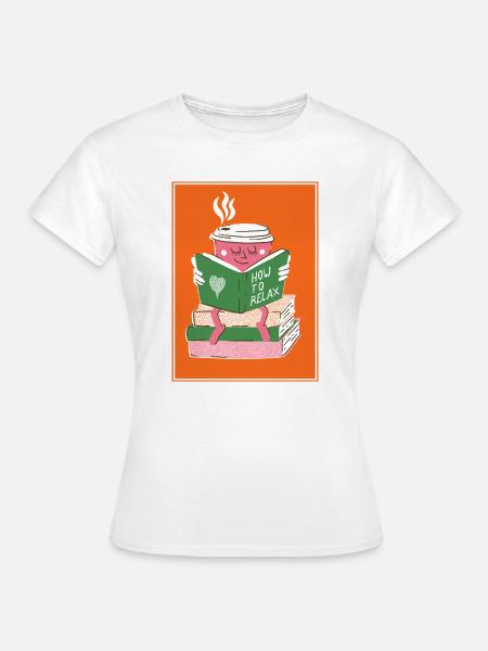 Kaffee Lesezeit - Entspannt Lesen - Frauen T-Shirt - Weiß