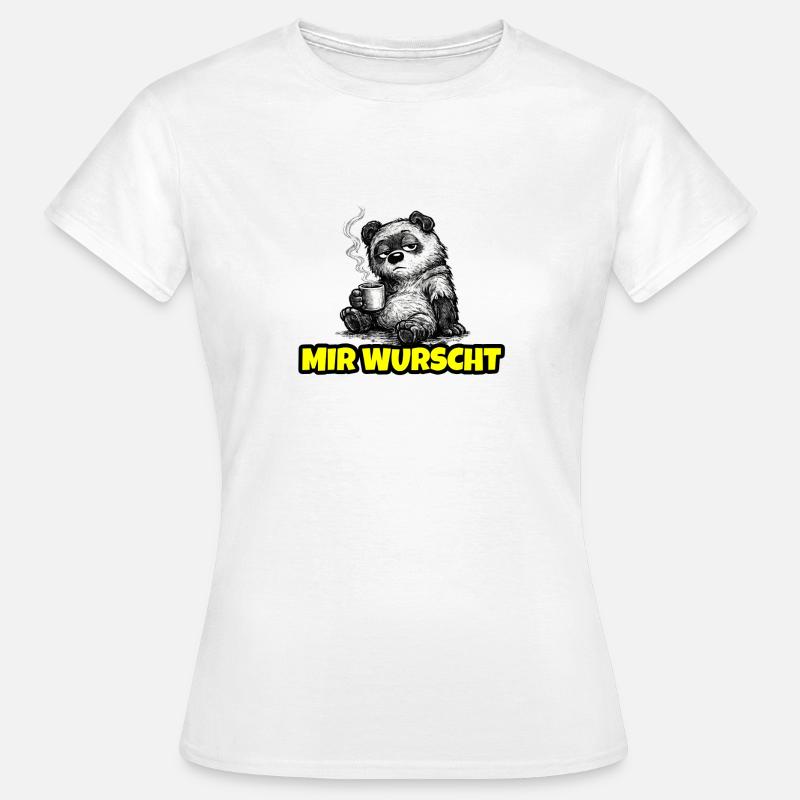 I don't care – Grumpy Bear with Coffee (Sketch) - Women's T-Shirt - white