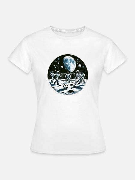 Mondfußball: Astronauten im Orbit - Frauen T-Shirt - Weiß