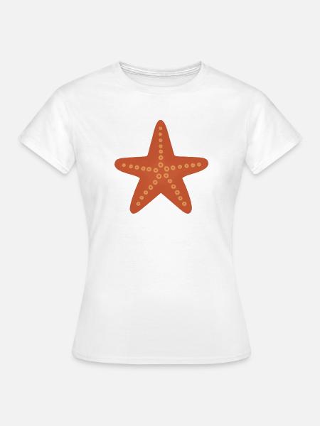 Gepunkteter Korallen-Seestern-Grafik - Frauen T-Shirt - Weiß