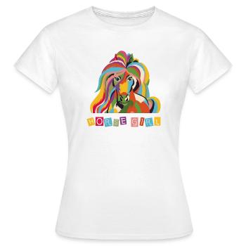 Horse Girl – Pop Art coloré de chevaux - T-shirt Femme - blanc - Devant - AI Model Female 172 dark (172cm)