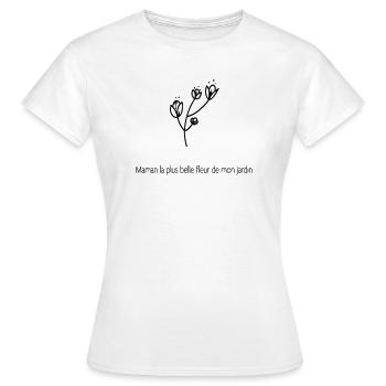 Maman Plus Belle Fleur De Mon Jardin - T-shirt Femme - blanc - Devant - AI Model Female 172 dark (172cm)