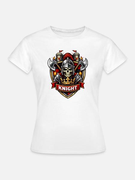 Kreuzritter Schädel Emblem - Frauen T-Shirt - Weiß