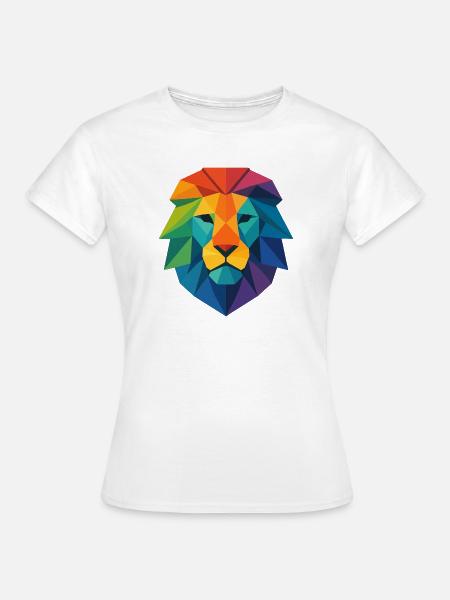 Farbenfroher Wild Poly Low Lion – Art Pop Farben - Frauen T-Shirt - Weiß