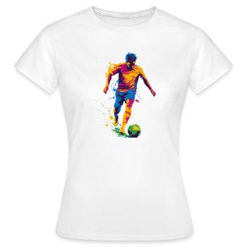 Farbspritzer Fußballheld - Frauen T-Shirt - Weiß - Vorne - AI Model Female 172 dark (172cm)