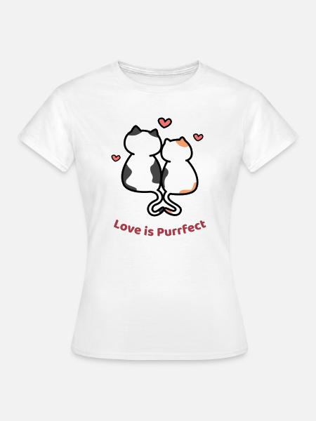 Love Is Purrfect – Süßes Katzenpaar - Frauen T-Shirt - Weiß