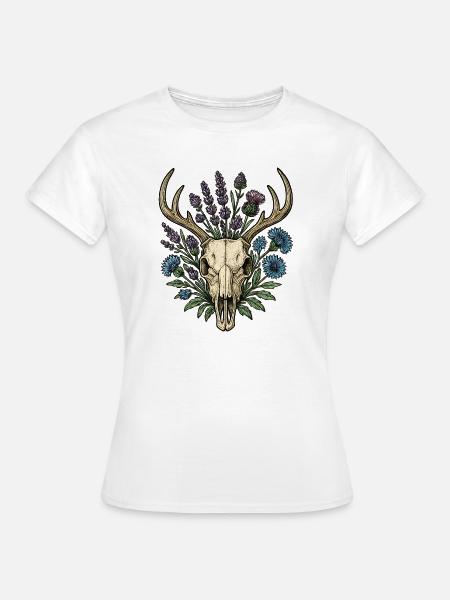 Deer bones with flower wreath - Women's T-Shirt - white