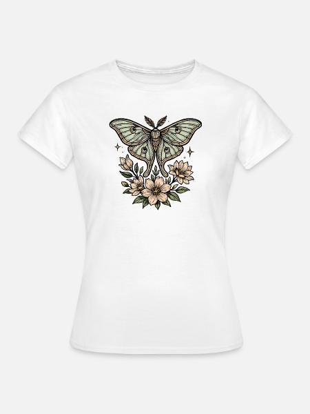 Moth with flower bouquet - Women's T-Shirt - white