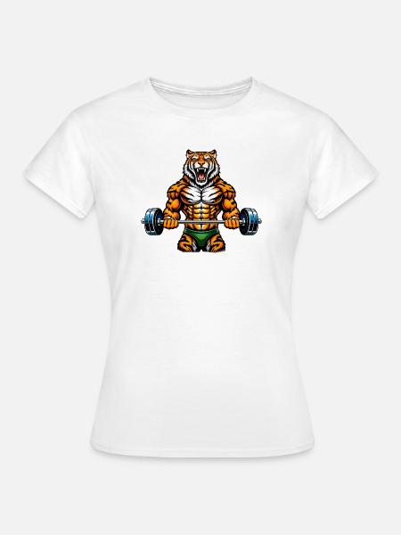 Starker Fitter-Tiger Illustration - Frauen T-Shirt - Weiß
