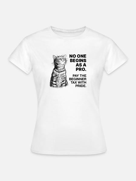 Anfänger Mindset – Lernende Katze Halftone - Frauen T-Shirt - Weiß