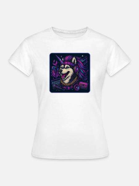 Husky Einhorn Party - Frauen T-Shirt - Weiß