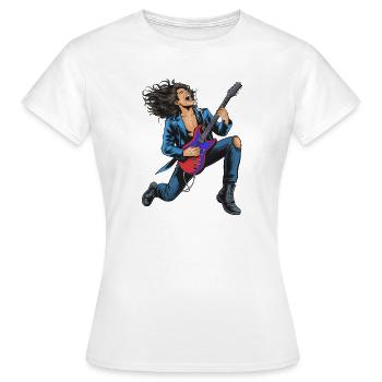Energiereicher Rockguitar-Auftritt - Frauen T-Shirt - Weiß - Vorne - AI Model Female 172 dark (172cm)