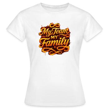 Team spirit in flame look, Team Family - Women's T-Shirt - white - Front - AI Model Female 172 dark (172cm)