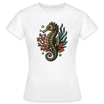 Coloriertes Seepferdchen im Riff - Frauen T-Shirt - Weiß - Vorne - AI Model Female 172 dark (172cm)