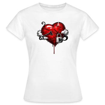 Cœur marqué avec serrure - T-shirt Femme - blanc - Devant - AI Model Female 172 dark (172cm)