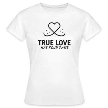 Wahre Liebe hat 4 Pfoten - Frauen T-Shirt - Weiß - Vorne - AI Model Female 172 dark (172cm)