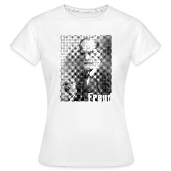 Portrait en points monochrome de Sigmund Freud - T-shirt Femme - blanc - Devant - AI Model Female 172 dark (172cm)