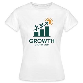 Growth Step by Step – Erfolg & Wachstum - Frauen T-Shirt - Weiß - Vorne - AI Model Female 172 dark (172cm)
