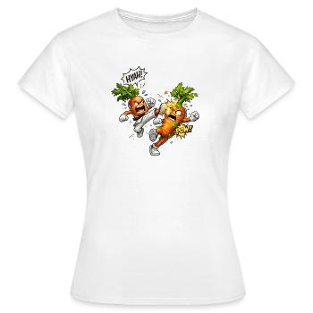 Karate-Karotten im Duell - Frauen T-Shirt - Weiß - Vorne - AI Model Female 172 dark (172cm)