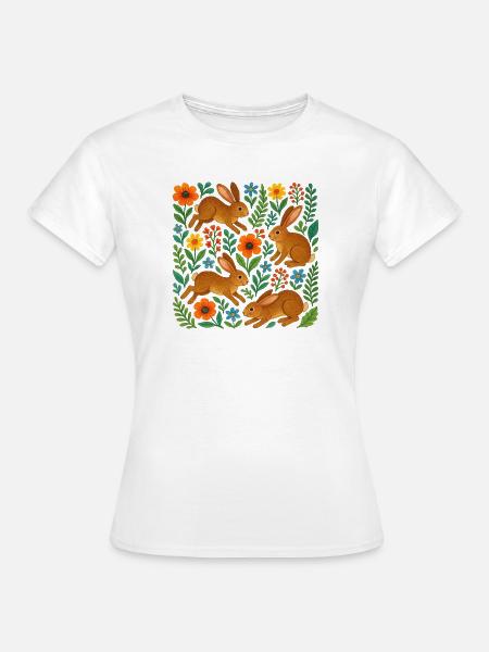 Aquarellkaninchen in Blühen - Frauen T-Shirt - Weiß