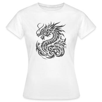 Tribal Dragon - T-shirt Femme - blanc - Devant - AI Model Female 172 dark (172cm)