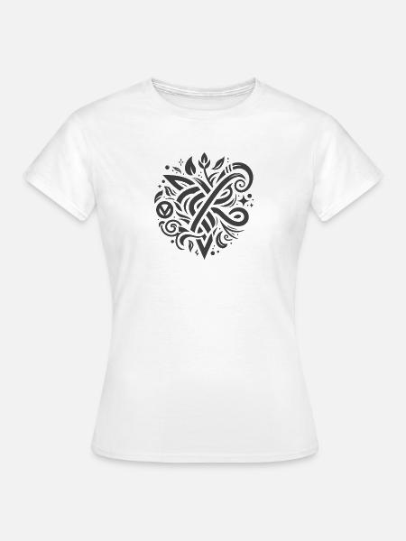 Herz in Flagellen: ornamentaler VEGAN-Knoten - Frauen T-Shirt - Weiß