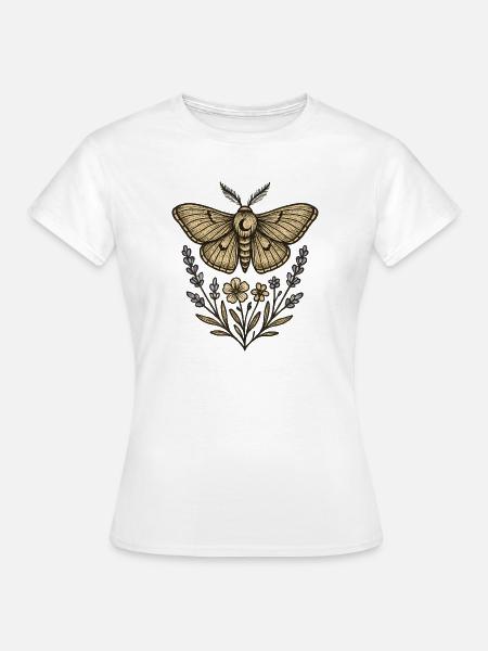 Motte mit Blütenkranz - Frauen T-Shirt - Weiß