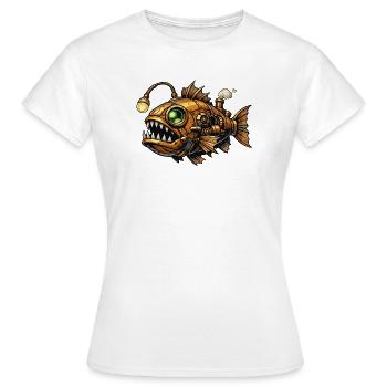 Steampunk Tiefsee Piranha - Frauen T-Shirt - Weiß - Vorne - AI Model Female 172 dark (172cm)