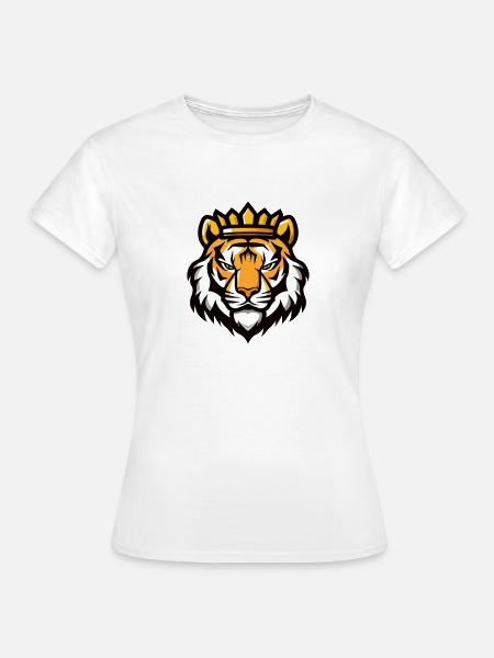 Tiger Kopf Krone - Frauen T-Shirt - Weiß