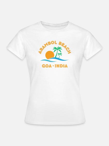 Arambol Beach, Goa, Indien Sonnenuntergangspalme - Frauen T-Shirt - Weiß