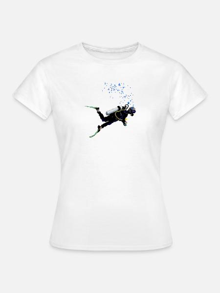 Retro Pixel Art Scuba Diver - Frauen T-Shirt - Weiß