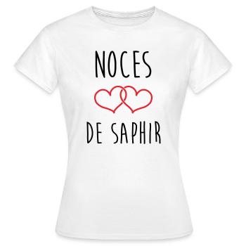 Noces de Saphir 16 ans de mariage - T-shirt Femme - blanc - Devant - AI Model Female 172 dark (172cm)