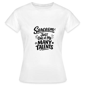Sarcasme : remarque drôle - T-shirt Femme - blanc - Devant - AI Model Female 172 dark (172cm)