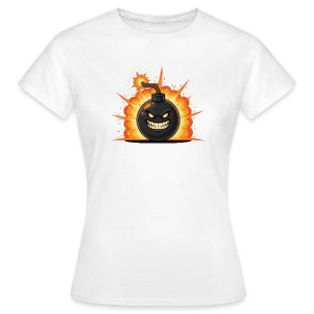 Explosion bomb cartoon with grin - Women's T-Shirt - white - Front - AI Model Female 172 dark (172cm)