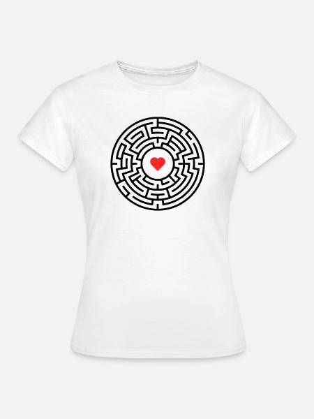 Labyrinth Herz Irrgarten - Frauen T-Shirt - Weiß